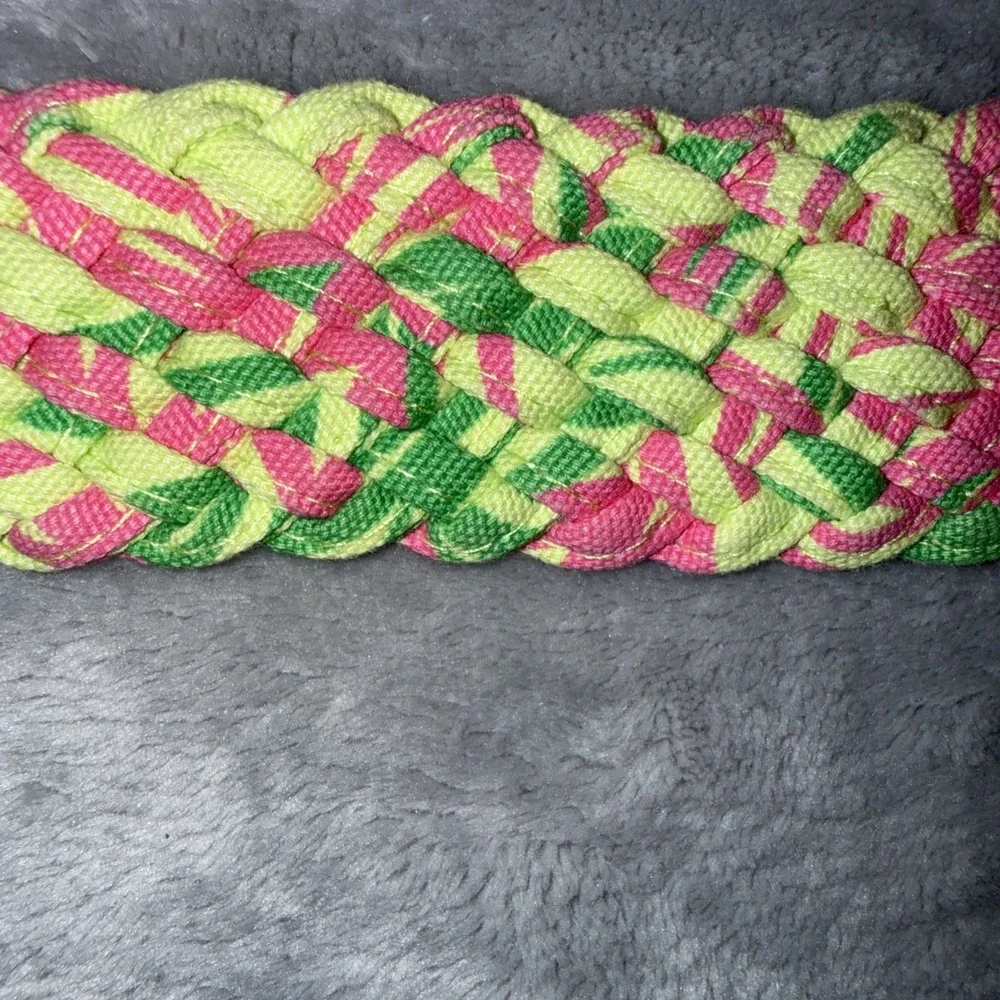 Lilly Pulitzer Multicolor Pink Green Belt Tortoise Buckle Size XL Colorful